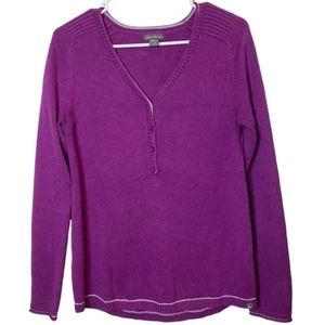 Woman Raspberry Long Sleeve Pullover Sweater Size